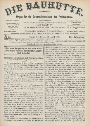 No. 15. Frankfurt a.M., den 14. April 1917. 60. Jahrgang.