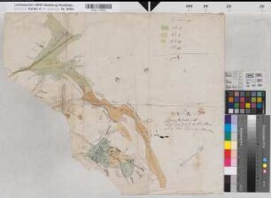 Oesterweg (Versmold) Teilung der Marken Bruchplacken, Langenhorst und Sprakenhorst Entwurf um 1780 o.M. unregelmäßig kol. Zeichnung (Reinhold) Spez.Verz. Markenkarten X Nr. 146