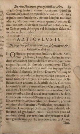 Articvlvs II. De vesperis solemnibus minus solemnibus & Dominicis diebus.