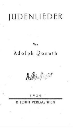 Judenlieder / von Adolph Donath