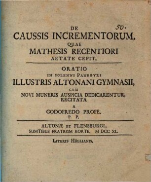 De causis incrementorum, quae mathesis recentiori aetate cepit, oratio