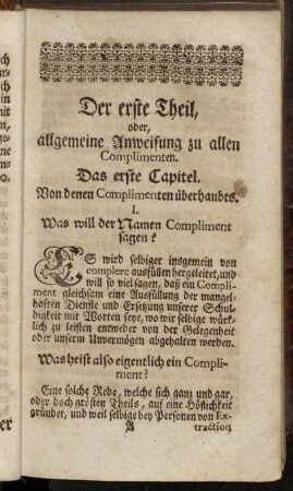 Der erste Theil, oder, allgemeine Anweisung zu allen Complimenten
