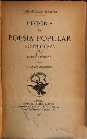 Historia da poesia popular portugueza, 2