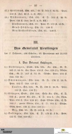 III. Das Generalat Reutlingen