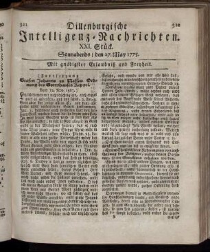 Sonnabends: den 27. May 1775.