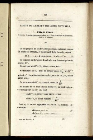 Limite de l´erreur des sinus naturels.