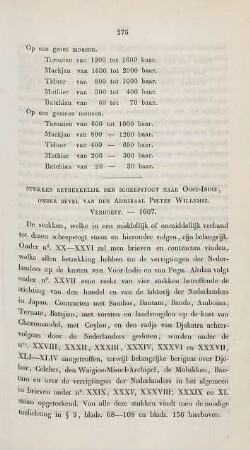 Stukken betrekkelijk den scheepstogt naar Oost-Indie, onder bevel van den admiraal Pieter Willemsz. Verhoeff. - 1607