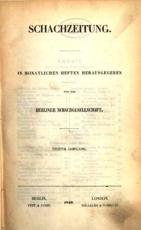 Schachzeitung. 4. 1849