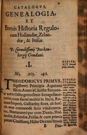 Catalogus Genealogia et historia Regulorum Hollandiae, Zelandiae et Frisiae