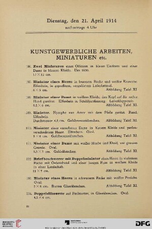 Kunstgewerbliche Arbeiten, Miniaturen etc. (Nr. 186-204)