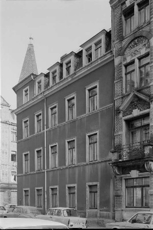 Dresden-Neustadt, Schönfelder Straße 2. Wohnhaus (1894). Straßenansicht (von der Kamenzer Straße)