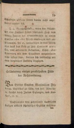 Erläuterung einiger zweifelhaften Fälle der Rechtsordnung.