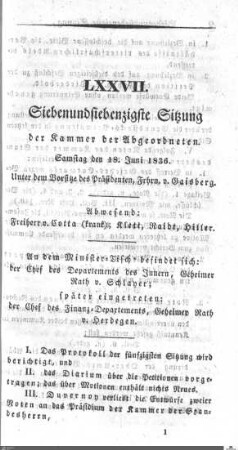 77. Sitzung, Stuttgart, 18.6.1836
