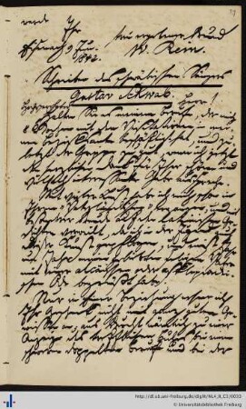 Brief von Gustav Schwab an Grieshaber (23.06.1842)