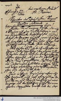 Brief von Gustav Schwab an Grieshaber (23.06.1842)