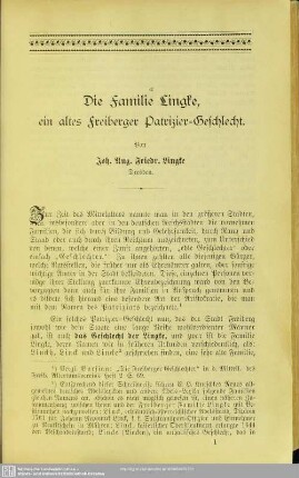Die Familie Lingke, ein altes Freiberger Patrizier-Geschlecht
