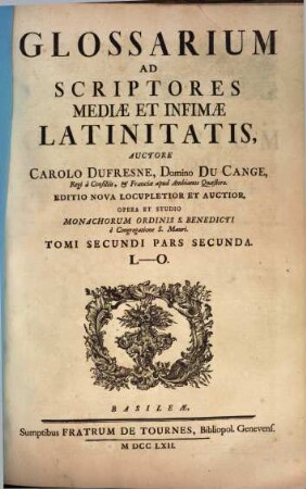 Glossarium Ad Scriptores Mediae Et Infimae Latinitatis, 2,2. L - O