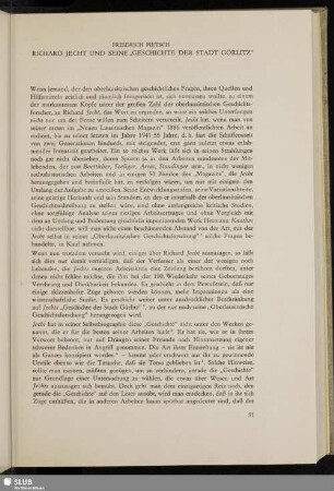 Richard Jecht und seine "Geschichte der Stadt Görlitz"