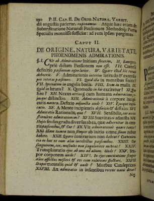 Caput II. De Origine, Natura, Varietate, Phoenomenis Admirationis.