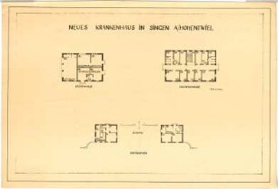 Billing, Hermann; Singen; Krankenhaus - Leichenhalle (Grundriss); Isoliergebäude (Grundriss); Torhäuschen (Grundriss)