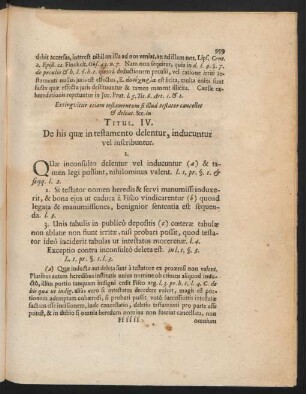 Titul. IV. De his quae in testamento delentur, inducuntur vel inscribuntur