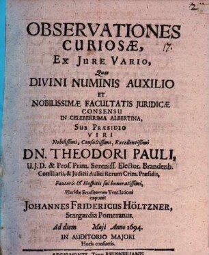 Observationes curiosae ex iure vario