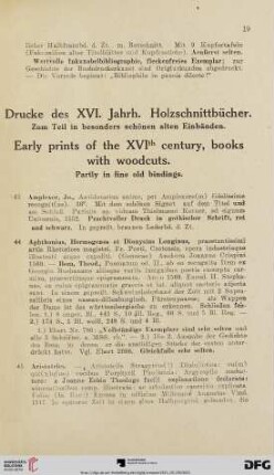 Drucke des XVI. Jahrh. Holzschnittbücher (Nr. 43-125)
