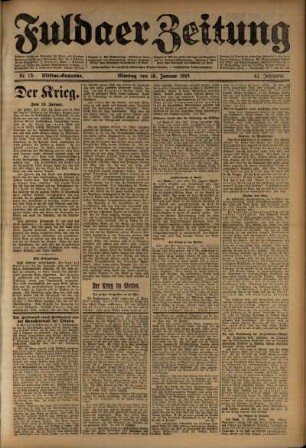 Zweite Ausgabe vom Montag, den 18. Januar 1915.