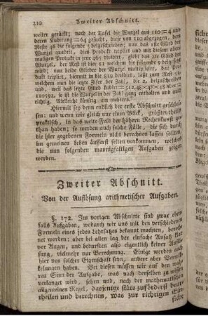Zweiter Abschnitt. Von der Auflösung arithmetischer Aufgaben.