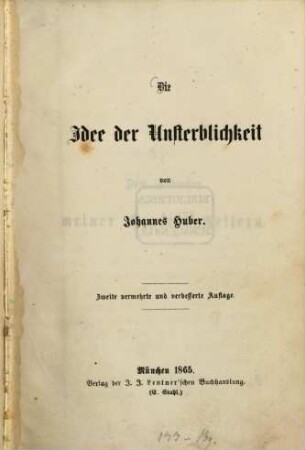 Die Idee der Unsterblichkeit