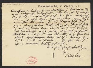 Brief an Ludwig Strecker und B. Schott's Söhne : 01.06.1931