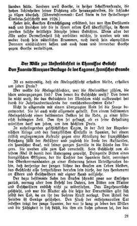 Der Wille zur Unsterblichkeit in Chamissos Gedicht Don Juanito Marques Verdugo de los Leganes, spanischer Grande