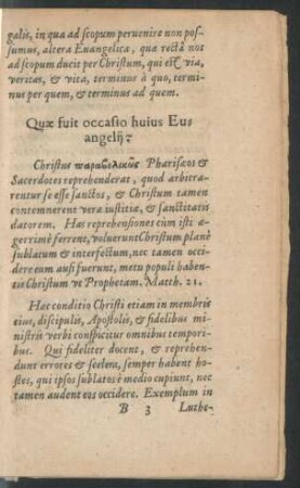 Quae fuit occasio huius Evangelii?