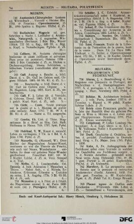 Militaria, Polizeiwesen und Fechtkunst (Nr. 756-764)