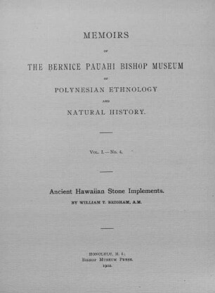 Stone implements and stone work of the ancient Hawaiians
