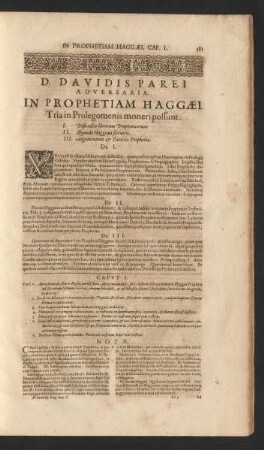 D. Davidis Parei Adversaria. In Prophetiam Haggaei