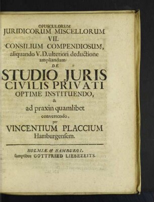 [Opusculorum Juridicorum Miscellorum VII.]