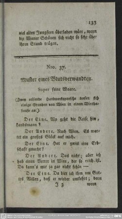Nro. 37. Muster eines Blutsverwandten. Super feine Waare