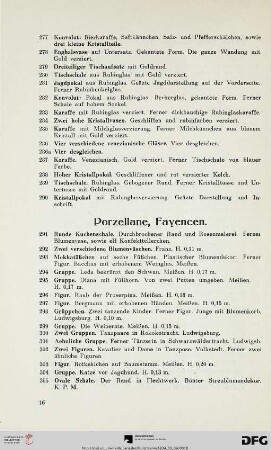 Porzellane, Fayencen (Nr. 291-483)