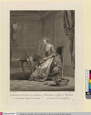 Florentine Coeffée en Papillon et tenant une Chauffrette