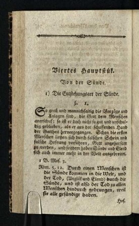 Viertes Hauptstuek: Von der Suende