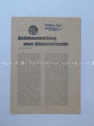 Sonderdruck eines Grundsatzartikels der FDP zur künftigen Staatsform