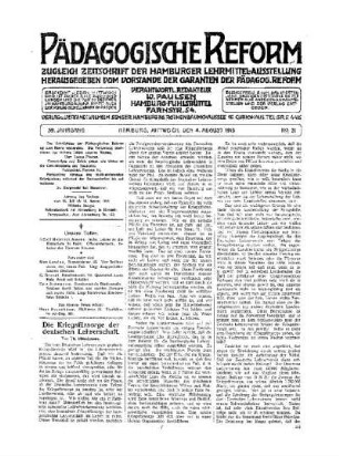 Die Kriegsfürsorge der deutschen Lehrerschaft
