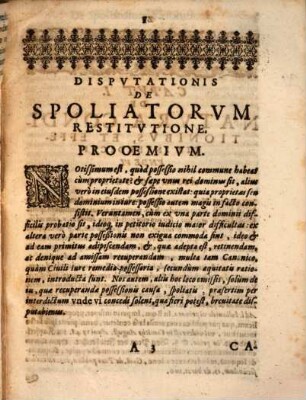 Disputatio de spoliatorum restitutione