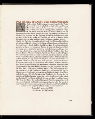 Das Schlusswort des Chronisten