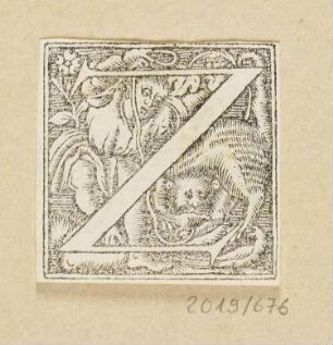 Buchstabe Z, Kind mit Katze, aus: "Römisches Majuskel-Alphabet"