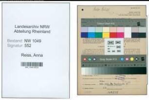 Entnazifizierung Anna Reiss , geb. 24.07.1907 (Kuechenhilfe)