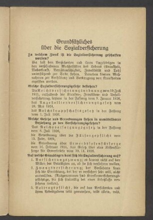 Grundsätzliches über die Sozialversicherung
