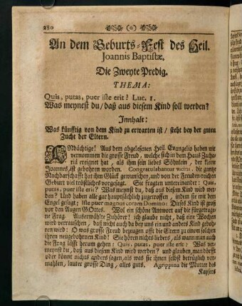 280-289, An dem Geburts-Fest des Heil. Joannis Baptistae. Die Zweyte Predig