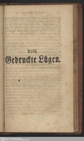 XIII. Gedruckte Lügen
